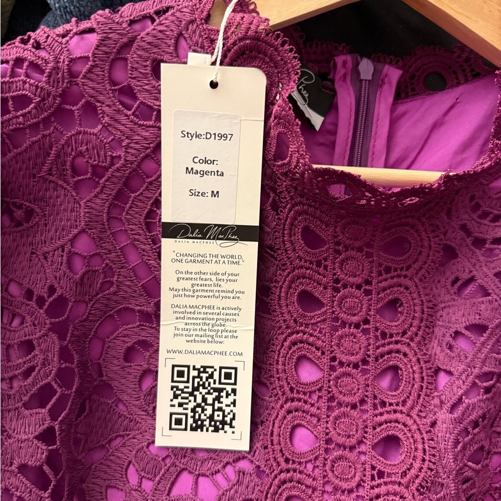 NWT French Style Mock Neck Bishop Sleeve Guipure Lace Cocktail Midi Dress - Picture 4 of 6